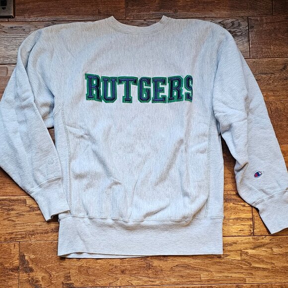 Vintage Rutgers College Gray Reverse Weave Sweatshirt Heavy  Lg - Picture 1 of 7